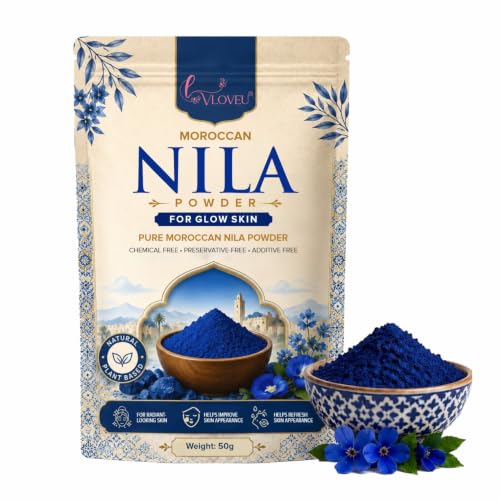 Image of VLOVEU Moroccan Nila Powder For Face - 50 g, Pack of 1 | Nila Powder Morocco | Tan Removal Face Pack Powder For Women | De Tan Mask Beauty Ritual Home Care