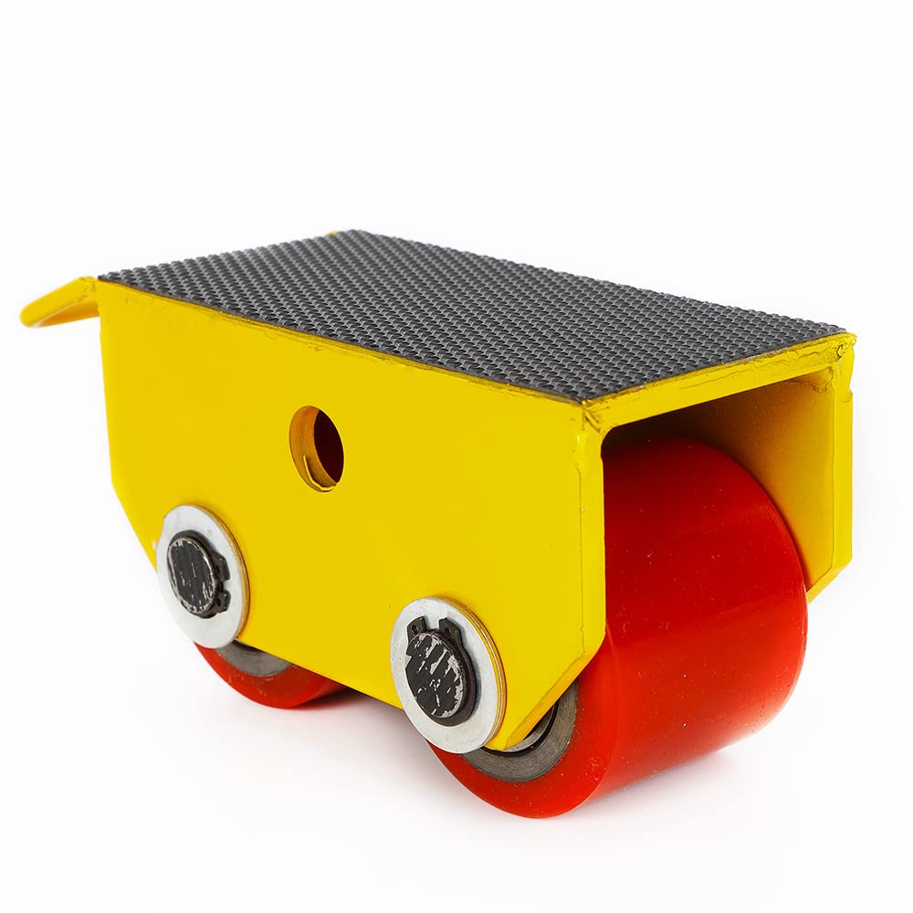 Máquina de mover con 2 rígidos, capacidad de carga de 2,5 t/5511 libras, máquina mover dolly, ayuda de transporte para dispositivos y muebles, muy portátil (amarillo)