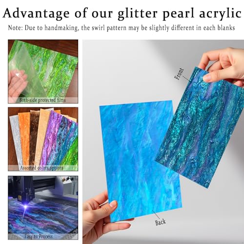 Image of Pearl Glitter Cast Acrylic Sheet 1 /8 Inch for Laser Cutting 12x8 Inch Sparkly Water Stream Pattern Acrylic for Laser Engraving, Crafts, DIY Projects (1, Cloisonne, 12x8 Inch)