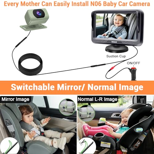Image of Rohent Carseat Camera Rear Facing Infant - 1080P HD, 360 Adjustable, Night Vision, 150 Wide-Angle Lens, Easy Installation, Perfect for Baby Boys Aged 0-5, Ideal for Parents