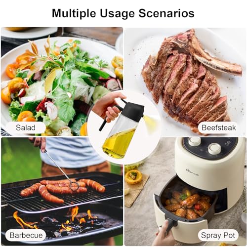 Image of Oil Dispenser Bottle for Kitchen,2 in 1 Oil Dispenser and Oil Sprayer,450ml Olive Oil Dispenser Bottle,with Comfortable Handle Design for Barbecue, Air Frying Pan, Oven and Steak Frying