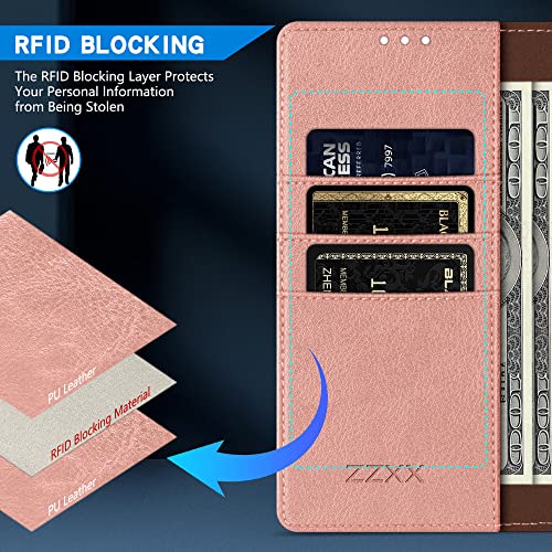 Image of ZZXX for Google Pixel 7 Pro Wallet Case Magnetic Closure 6.7 inch,Rose Gold