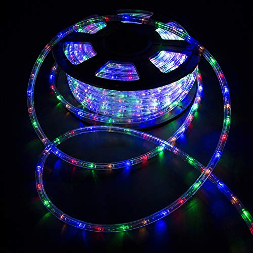 Image of Ainfox LED Rope Light, 100Ft 1080 LEDs Indoor Outdoor Waterproof LED Strip Lights Decorative Lighting Kit (Colorful)