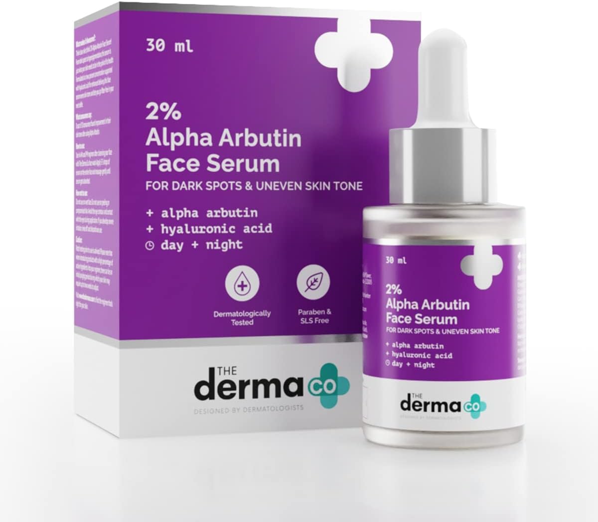 The Derma Co 2% Alpha Arbutin Face Serum for Dark Spots, Blemishes & Uneven Skin Tone | With Hyaluronic Acid | Prevents Hyperpigmentation & Premature Aging | For All Skin Types – 30ml