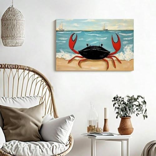 Affiche sur toile crabe de plage peinture murale de chambre cadre - 4