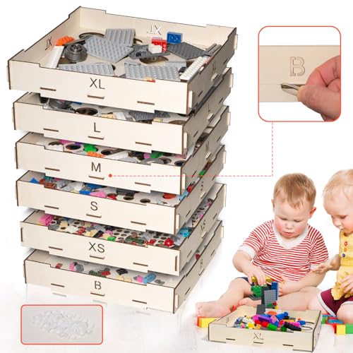 Xzunk 6 Trays Sorter Sifter Box Used for Lego 6 Different Size Lego Blocks Sorting Boxes Storage Sorter Brick for LegoBlocks Gift for LegoLover for Teens and Adults