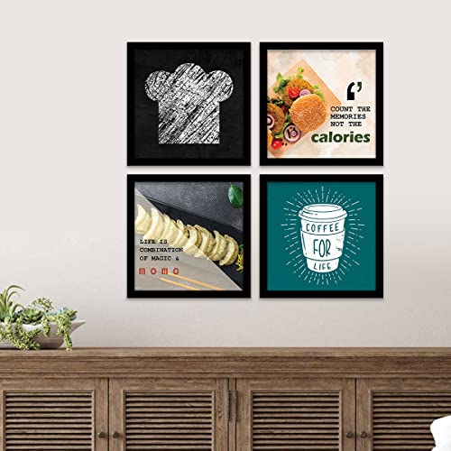 Image of kotart - Cooking Quotes Wall Posters with Frame for Restaurant Kitchen Cafe Wall Decor - Framed Kitchen Poster for Home and Kitchen (11x11 inch, Framed) Set of 4 (Art 10, Small)