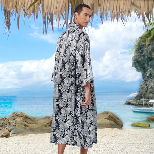 Men's Lightweight Kimono Robe Jacket Printed Japanese Style Bathrobes Casual Open Front Long Cardigan Coat Outwear3