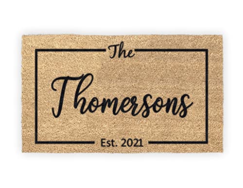 Personalized Last Name Coir Coconut Husk Doormat Door Mat 18x30 or 24x36 (18