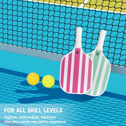Image of AOBORTY Pickleball Paddles 4 Pack - USAPA Light Graphite Premium Rackets Fiber Face & Polymer Honeycomb Core Pickleball Set with 4 Outdoor Indoor Balls Including Portable Carry Bag