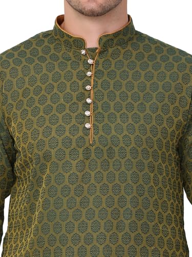 Image of Men's Cotton Jacquard Kurta and Churidar Set