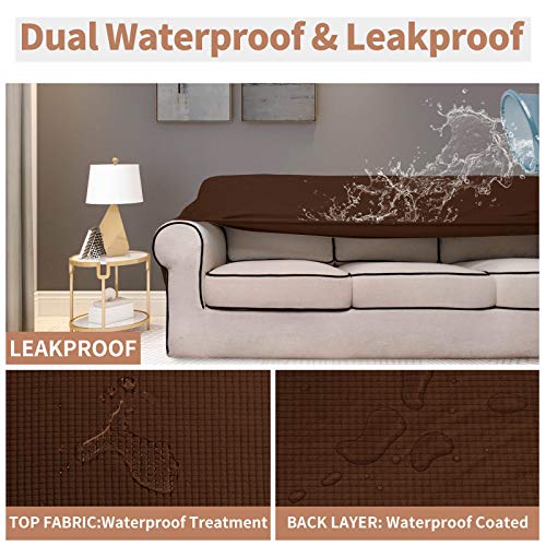 Image of Easy-Going 100% Waterproof Couch Cover, 3 Cushion Oversized Sofa Cover | Leakproof Sofa Slipcover, Stretch Jacquard Furniture Protector Against Stain Spill from Kids, Pets, Dog, Coffee