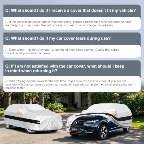 Image of 10 Layers SUV Car Cover Custom Fit for Volvo XC90 (2015-2026), Waterproof All Weather for Automobiles, Outdoor Full Cover Sun Dust Rain Protection with Cotton. Silver