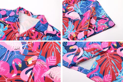 Image of SANGTREE Girls & Women's Hawaiian Shirts Button Down Short Sleeve Floral Tropical Shirt Beach Vacation Blouse Tops