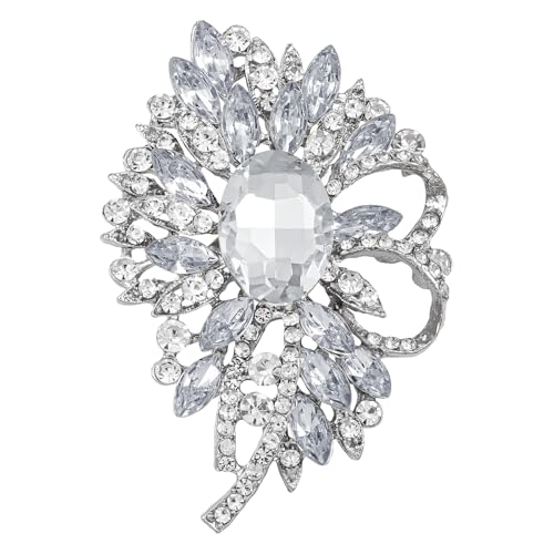 Image of SELOVO Big Large Flower Bow Brooch Scarf Decoration Brooch Pin Gold Tone