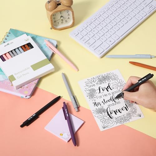 Image of Mr. Pen- Retractable Gel Pens, 12 Pack, Black Ink, Earthly Neutrals Barrel | Fine Point 0.5mm, Fast Dry, Smooth Writing, Cute Pens for Drawing, Writing Planner and School Supplies