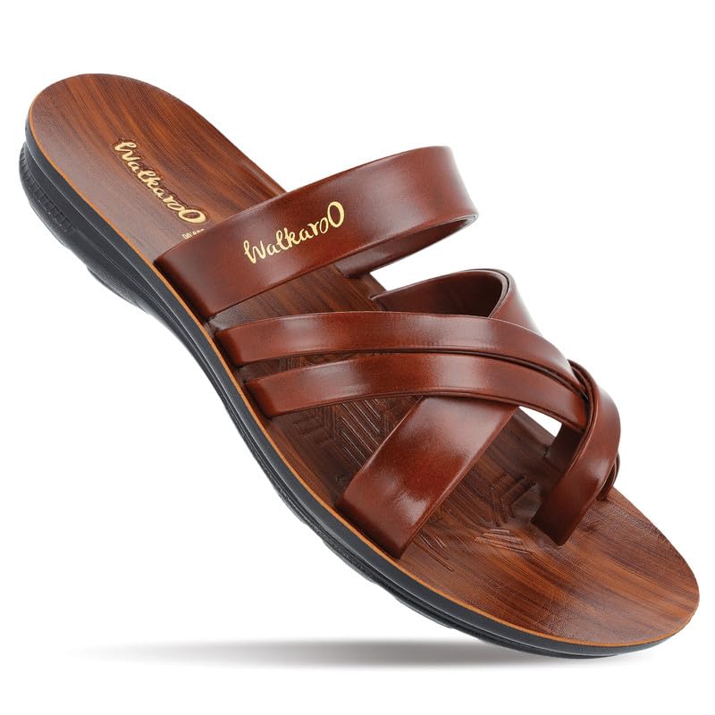 Image of WALKAROO Men's Fashion Sandals with Toe Ring, Cross Straps and Lightweight - W5687