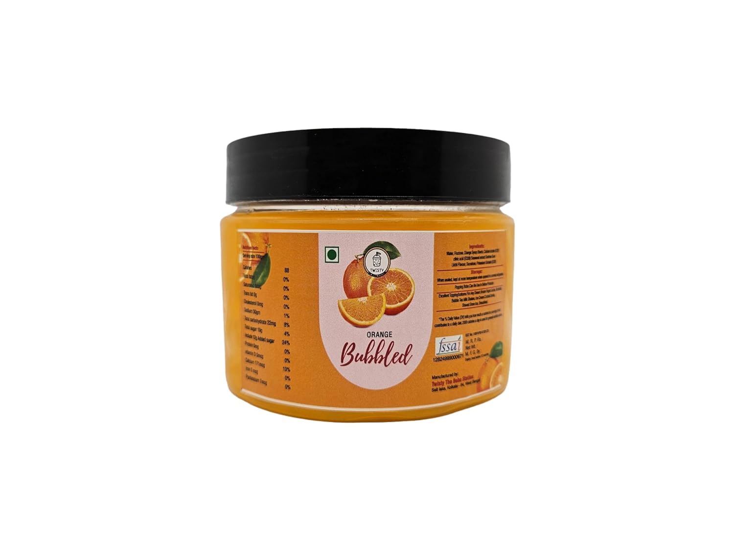 Twisty The Boba Station® Orange Popping Boba with 12mm Straws for Bubble Tea, Milkshakes, Ice Cream & Yogurt | Boba Tea Variety | Tasty And Delicious | Pack of 1 (330 Grams)-image-5