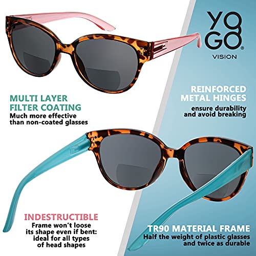 Bifocal Sunglasses For Women Reader Sunglasses Classic Retro Style Sun Protection Outdoors Eyewear -+2.5 #TOP4