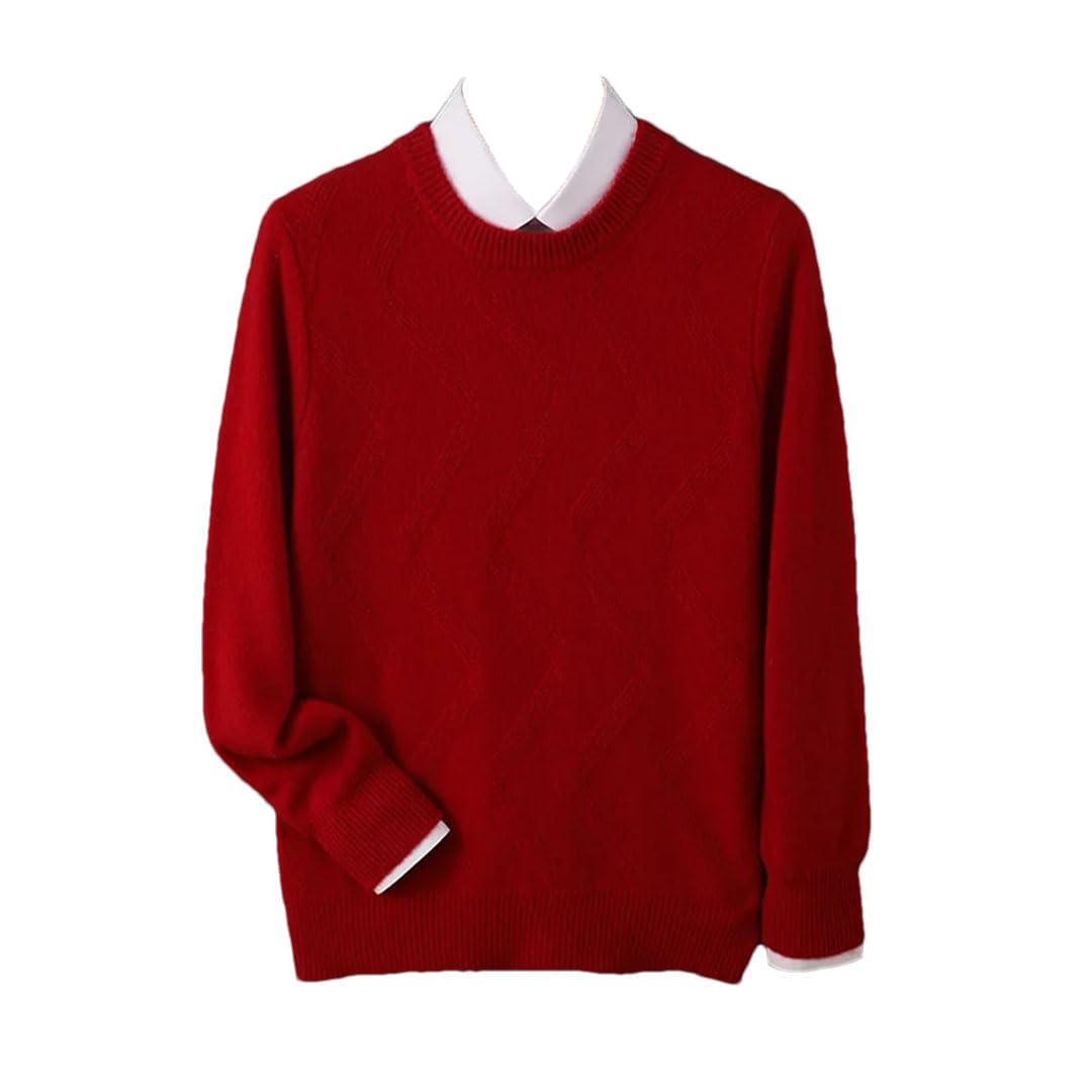 Męski sweter biznesowy w 100% z solidnej wełny, okrągły dekolt, luźny, gruby sweter biznesowy, zimowa dzianinowa koszula.