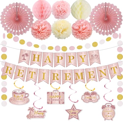 Décoration de retraite en or rose : kit de fête complet pour femme