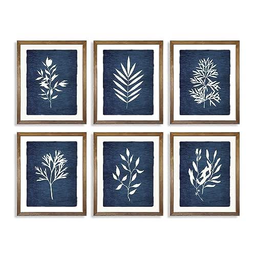 Navy Blue Wall Decor Vintage Botanical Wall Art