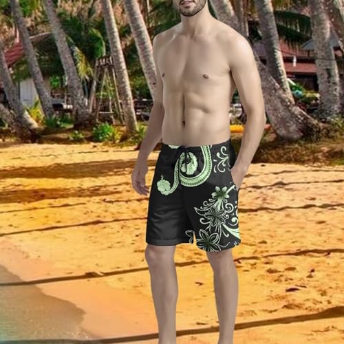 Mens Samoa Puletasi Polynesian Tribal Tonga Swim Trunks Quick Dry Board Shorts with Mesh Lining3