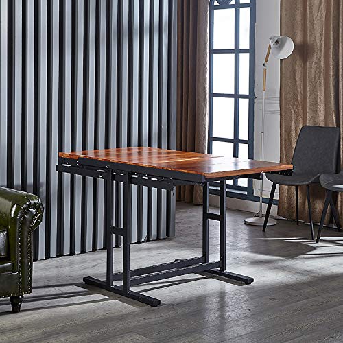 Organizedlife Extendable Dining Table Convertible 2 In 1 Shelf To Table Solid Wood Mahogany With Metal Frame Industrial And Rustic Style For Small Spaces, Kitchen & Dining Room #TOP1