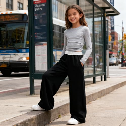 Image of Girls Clothes 2 Piece Long Sleeve Shirt Tops Casual Pants Fall Winter Outfits for Teen Tween Girls 7-14 Years