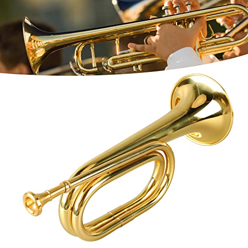 Bugle Cavalry Trumpet, Brass Instrument, Military Style, Easy to Play, C Key, Copper, Beginner Gift (Gold) - Image 2