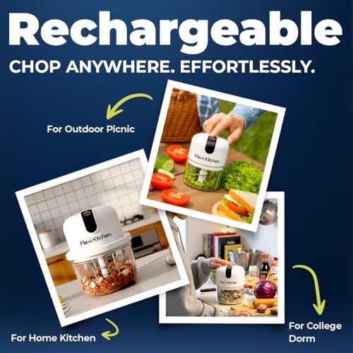 Image of Electric Mini Chopper 350ml, Rechargeable Food Processor for Vegetables, Fruits & Nuts, Portable USB Electric Chopper, Compact Food Grinder for Kitchen, Easy to Clean