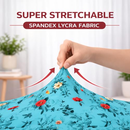 Image of STITCHNEST 'Contour Fit Series' Stretchable Printed Wooden Sofa Cover (Pack of 6) - Elastic Wooden Chair Cover | Wooden Sofa Seat Cover | Size - 20-21 x 20-21 x 3-5 in