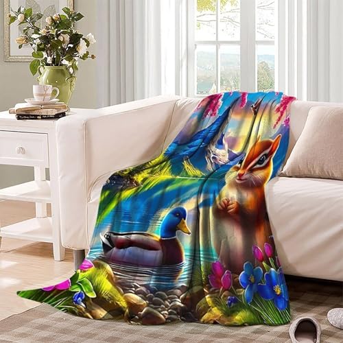 Couverture microfibre 180x200 haut de gamme imprimé écureuil 3D - 4