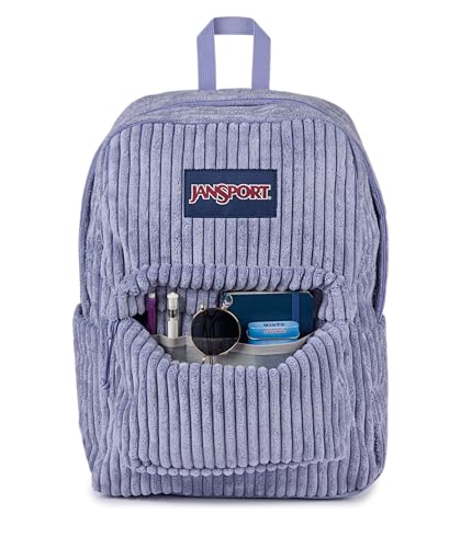 Image of JanSport Superbreak Plus FX Backpack - Work, Travel, or Laptop Bag with Water Bottle Pocket - Surreal Corduroy Lavender Ash