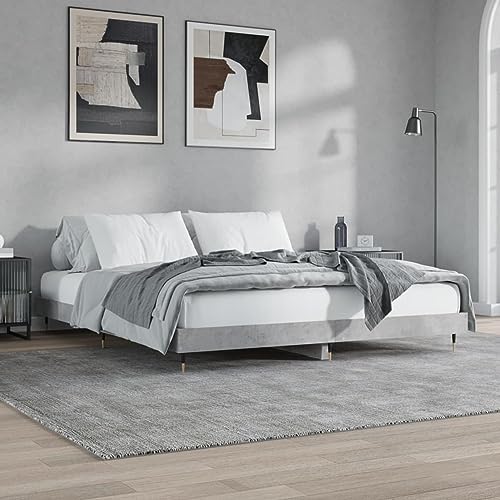 Rantry Estructura de Cama Madera contrachapada Gris hormigón 200x200cm, Base Somier para Adultos, niños y Adolescentes, Fácil Montaje Tipo 2 Camas y somieres