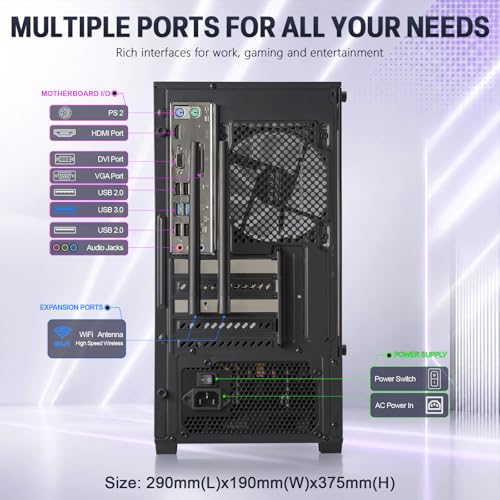 Image of ZER-LON Gaming PC Desktop Computer, Ryzen 3 4Cores up to 4.0GHz Towers PC | 16G RAM, 512GB SSD, WiFi, Prebuilt Gaming PC Tower Computer for Game Design and Office