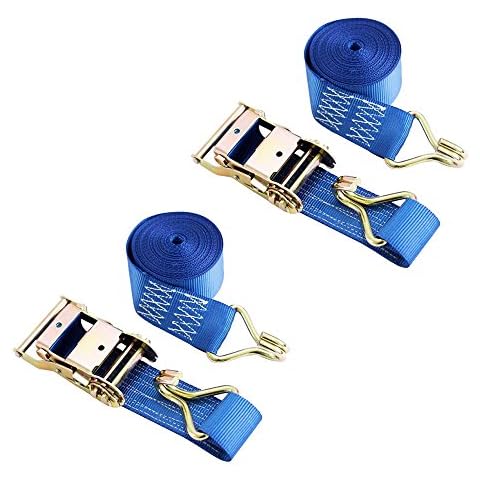 DiversityWrap Ratchet Straps Set x2 (7m x 50mm) - 2000kg Break Strength Heavy Duty Ratchet Straps with Hooks and Iron Handle | Tie Down Straps with Weather Resistant Blue Polyester Webbing Strap Cover