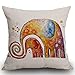 Smooffly Housse de coussin motif éléphant aquarelle pour homme/femme, salon, chambre à coucher, canapé, chaise, 45 x 45 cm