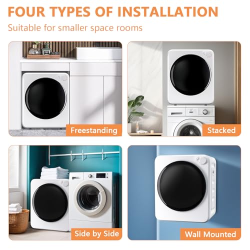 Image of DOGHLY 1.6 cu.ft Portable Clothes Dryer, 800W Compact Dryer with Stainless Steel Tub, 5 Modes Auto Stop & Easy Control Small Dryers Machine, Ideal for Laundry, Apartments, Dorms, RVs, White