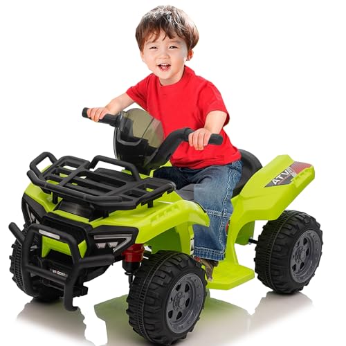 Kids ATV 4 Wheeler, 6V Ride on Toy Car for Toddlers Boys & Girls w/Music, 1.8 Mph Max Speed, Wear-Resistant Wheels, Battery Powered Four Wheeler for Toddler Kids Cars to Drive, Green