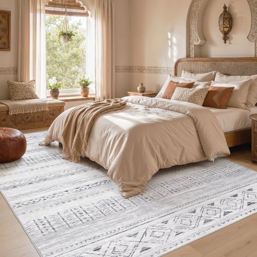 Image of cotiled Boho 5x8 Area Rugs for Living Room: Soft Moroccan Washable Rug