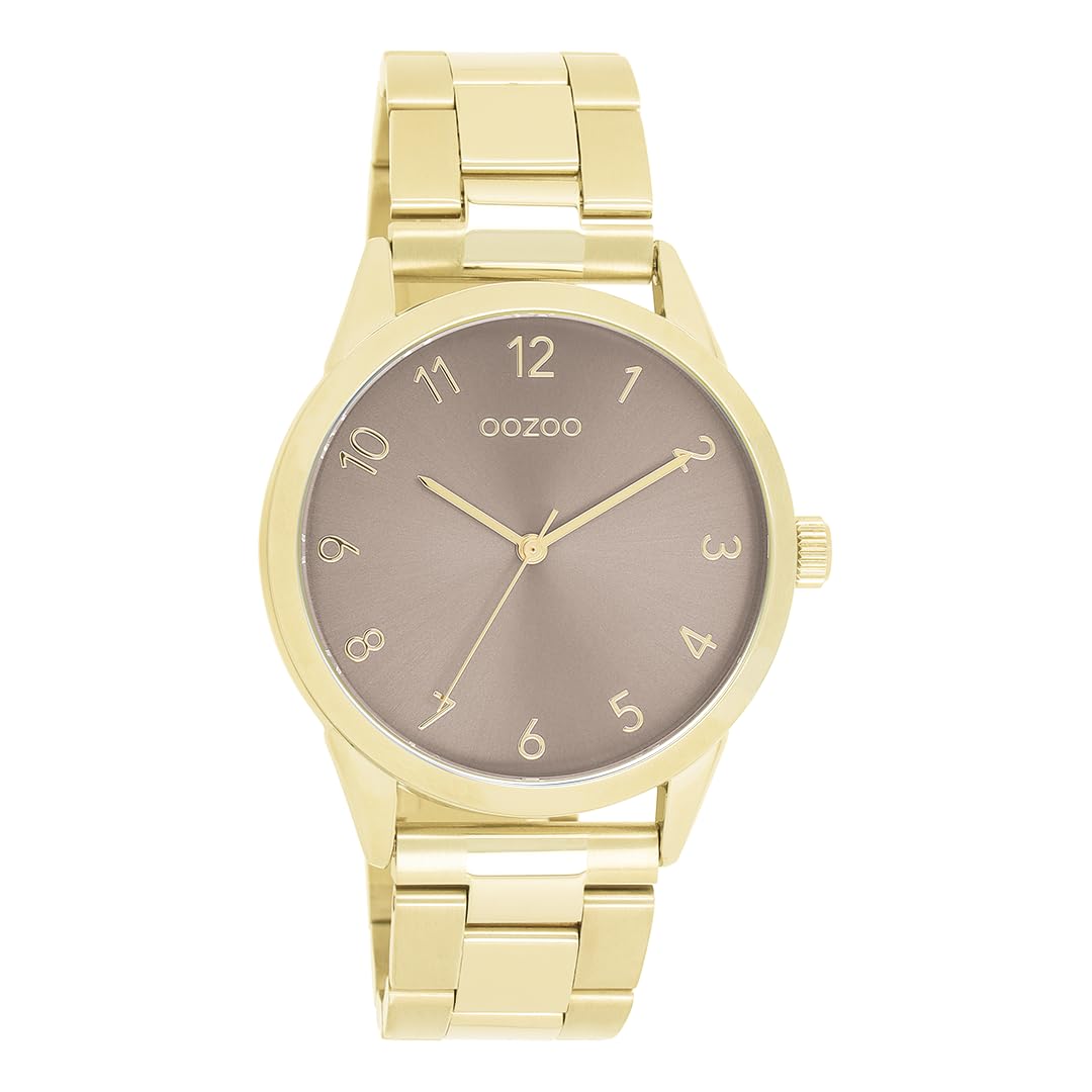 Oozoo - Timepieces Orologio da donna in oro/tortora | Orologio da polso da donna con cinturino in acciaio inossidabile | Orologio moderno per donne | Elegante orologio analogico da donna in rotondo
