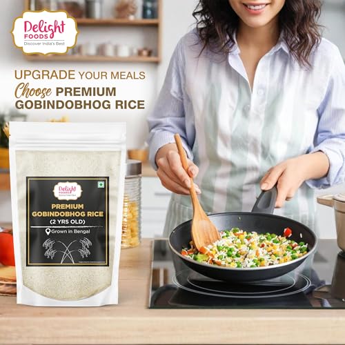 Image of Delight Foods Premium Bengali Gobindobhog Rice | 2 Years Old Aged | Unpolished Aromatic Short Grain Chawal | Grown in Bengal | Ideal for Payesh /Kheer, Biryani & Pulao (1.5 kg (Pack of 1)