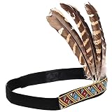 Gadpiparty Crown Decor Plume Headband Ethnic Style Headdress Indians Costume Headpieces Bohemian Headwear Native American Hair Accessories for Women Men Trending Clothes