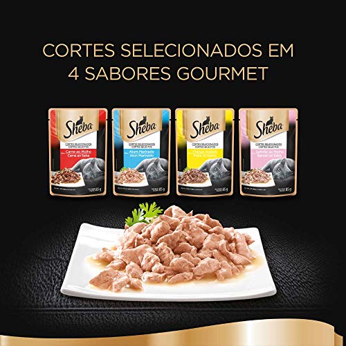 Ração Úmida Para Gatos Sheba Sachê Cortes Selecionados Atum Marinado Adultos 85g