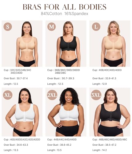 Image of BRABIC Surgical Bra Front Closure - Comfort Compression Mastectomy Bras for Women Post Surgery with Full Coverage
