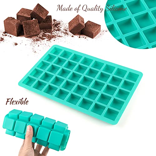 Image of Sakolla 2 Pack Caramel Candy Molds, 40 Cavities Square Cube Silicone Molds for Chocolate, Candy, Ice Cubes, Gummy, Ganache, Jelly, Truffles