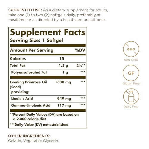 Solgar Evening Primrose Oil 1300 mg, 60 Softgels (Pack of 3) - Promotes Healthy Skin - Nutritional Support for Women - Non-GMO, Gluten Free, Dairy Free - 180 Total Servings - image 2