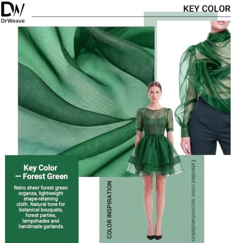 DrWeave Sheer Organza Fabric by the Yard 59 Inch Wide Forest Green 5 Yards — view 2