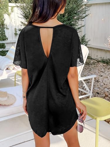 CUPSHE Women Swimsuit Cover Up Cutout Short Dolman Sleeve Beach Swimwear for Vacation 20252